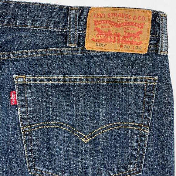 Levi's 505 Men's Blue Denim Jeans Size 38x29 Regular Fit Straight Leg Vintage - Picture 5 of 12